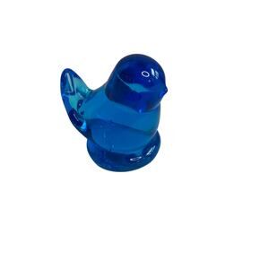 Vintage Leo Ward Glass Blue Bird of Happiness Signed Figurine 1991